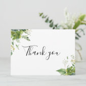 Eucalyptus Greenery Floral Elegant Script Bedankkaart (Staand voorkant)