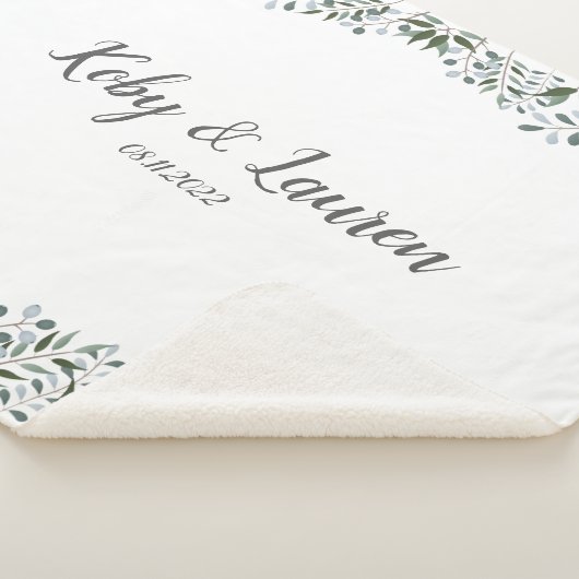 Eucalyptus Greenery Floral Jubileum Datum Sherpa Deken (3/4)