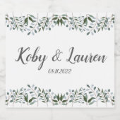 Eucalyptus Greenery Floral Jubileum Datum Sparkling Wijnetiket (Enkel label)