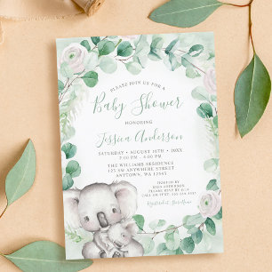 Eucalyptus Greenery Floral Koala Baby shower Kaart
