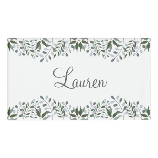 Eucalyptus Greenery Floral Naambadge (Voorkant)
