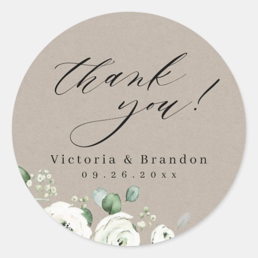 Eucalyptus Greenery floral rustige dank u Ronde Sticker (Voorkant)