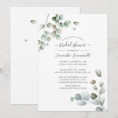 Eucalyptus Greenery Floral Script Vrijgezellenfees Kaart (Voorkant / Achterkant)