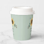 Eucalyptus Greenery Floral Sunflower Wedding Papieren Bekers (Rechts)