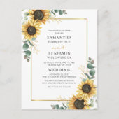 Eucalyptus Greenery Floral Sunflower Wedding Uitnodiging Briefkaart (Voorkant)