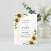 Eucalyptus Greenery Floral Sunflower Wedding Uitnodiging Briefkaart (Staand voorkant)