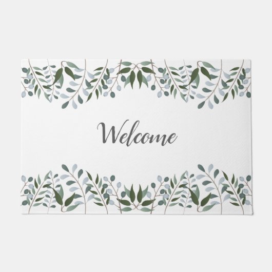 Eucalyptus Greenery Floral Welcome Deurmat (Voorkant)