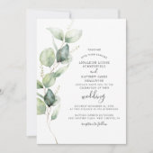 Eucalyptus Greenery Foliage Modern Wedding Kaart (Voorkant)