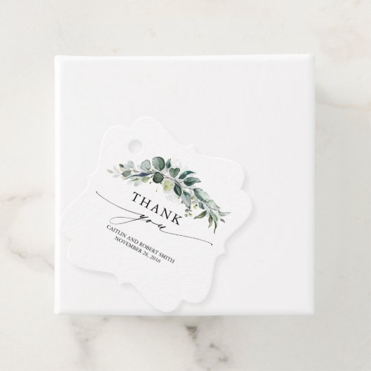 Eucalyptus Greenery Foliage Weddenschap Bedankt Bedankjes Labels (In situ)