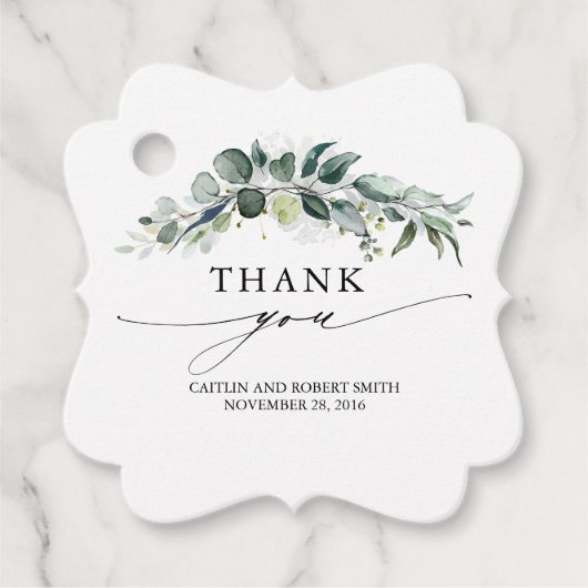 Eucalyptus Greenery Foliage Weddenschap Bedankt Bedankjes Labels (Voorkant)