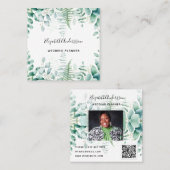 Eucalyptus greenery forest ferns foto QR code Vierkante Visitekaartje (Voorkant / Achterkant)
