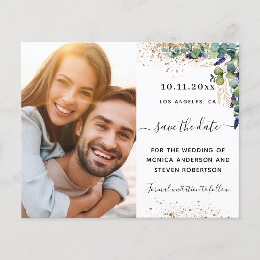Eucalyptus greenery foto bruiloft Save the Date (Voorkant)