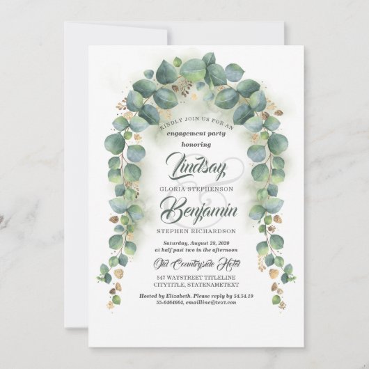 Eucalyptus Greenery Garland Engagement Party Kaart (Voorkant)
