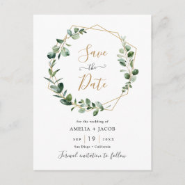 Eucalyptus Greenery Geometric Lijst Save the Date Briefkaart