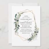 Eucalyptus Greenery Geometric Modern Wedding Kaart (Voorkant)