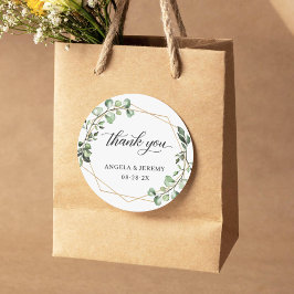 Eucalyptus Greenery Geometric Weddenschap Bedankt Ronde Sticker