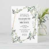 Eucalyptus Greenery Geometric Wedding Invitation Kaart (Staand voorkant)