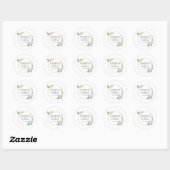 Eucalyptus Greenery Geometric Wedding Ronde Sticker (Vel)