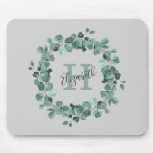 Eucalyptus Greenery Gepersonaliseerd Monogram Muismat (Voorkant)