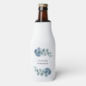 Eucalyptus Greenery Gepersonaliseerde bruiloft Flesjeskoeler (Fles Voorkant)