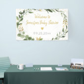Eucalyptus Greenery Gold Baby shower Spandoek (Beurs)