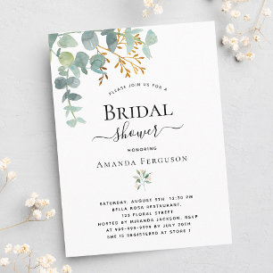 Eucalyptus greenery Gold brudal doucheuitnodiging Briefkaart