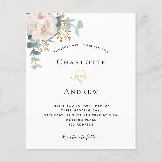 Eucalyptus greenery Gold bruiloft uitnodiging Flyer (Voorkant)