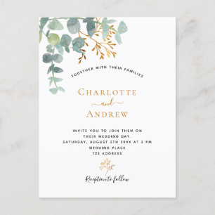 Eucalyptus greenery Gold eenvoudige elegante bruil Briefkaart