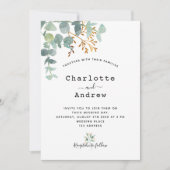 Eucalyptus greenery Gold elegant script bruiloft Kaart (Voorkant)