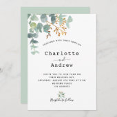 Eucalyptus greenery Gold elegant script bruiloft Kaart (Voorkant / Achterkant)