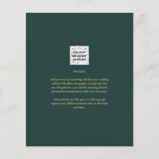 Eucalyptus Greenery Gold Emerald Wedding QR CODE F Flyer (Achterkant)