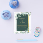 Eucalyptus Greenery Gold Emerald Wedding QR CODE F Flyer (Enkel)