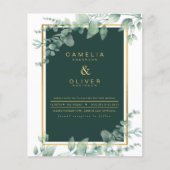 Eucalyptus Greenery Gold Emerald Wedding QR CODE F Flyer (Voorkant)
