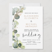 Eucalyptus Greenery Gold Foil Wedding Kaart (Voorkant)