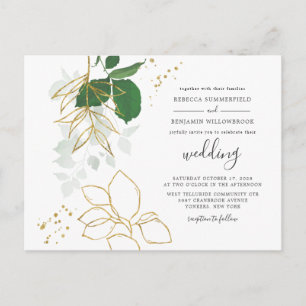 Eucalyptus Greenery Gold Foliage Geometric Wedding Uitnodiging Briefkaart