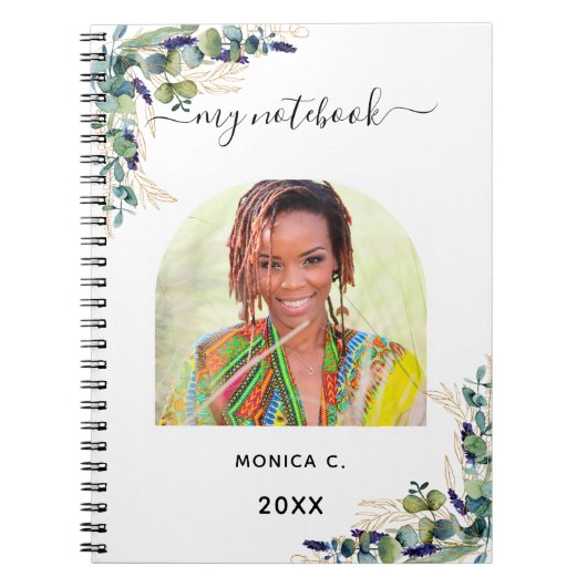 Eucalyptus greenery Gold foto modern Notitieboek (Voorkant)