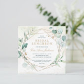 Eucalyptus Greenery Gold Geometric Bridal Luncheon Kaart (Staand voorkant)
