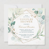 Eucalyptus Greenery Gold Geometric Couples Shower Kaart (Voorkant)