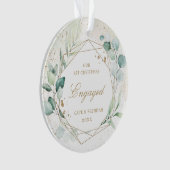 Eucalyptus Greenery Gold Geometric Engaged Photo Ornament (voorkant)