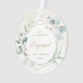 Eucalyptus Greenery Gold Geometric Engaged Photo Ornament (voorkant)
