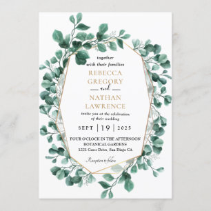 Eucalyptus Greenery Gold Geometric Lijst Wedding Kaart