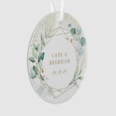 Eucalyptus Greenery Gold Geometric Photo Pas getro Ornament (voorkant)