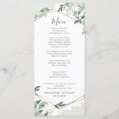 Eucalyptus Greenery Gold Geometric Wedding Menu (Voorkant)