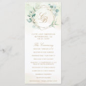 Eucalyptus Greenery Gold Geometric Wedding Programma (Voorkant)