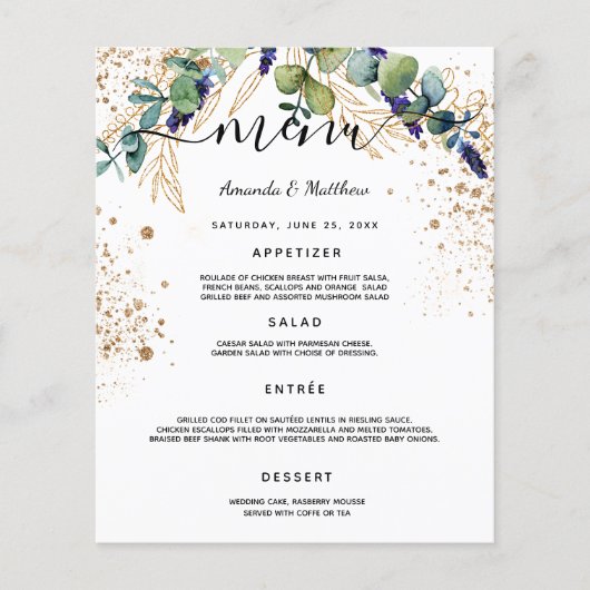 Eucalyptus greenery gold glitter (Voorkant)