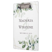 Eucalyptus Greenery Gold Glitter Weddenschap Monog Klembord (Links)