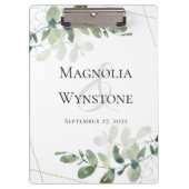 Eucalyptus Greenery Gold Glitter Weddenschap Monog Klembord (Voorkant)