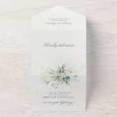 Eucalyptus Greenery Gold Leaves Botanical Wedding All In One Uitnodiging (Buitenkant)