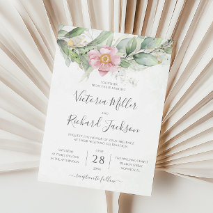 Eucalyptus Greenery Gold Leaves Botanical Wedding Kaart