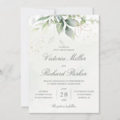 Eucalyptus Greenery Gold Leaves Botanical Wedding Kaart (Voorkant)